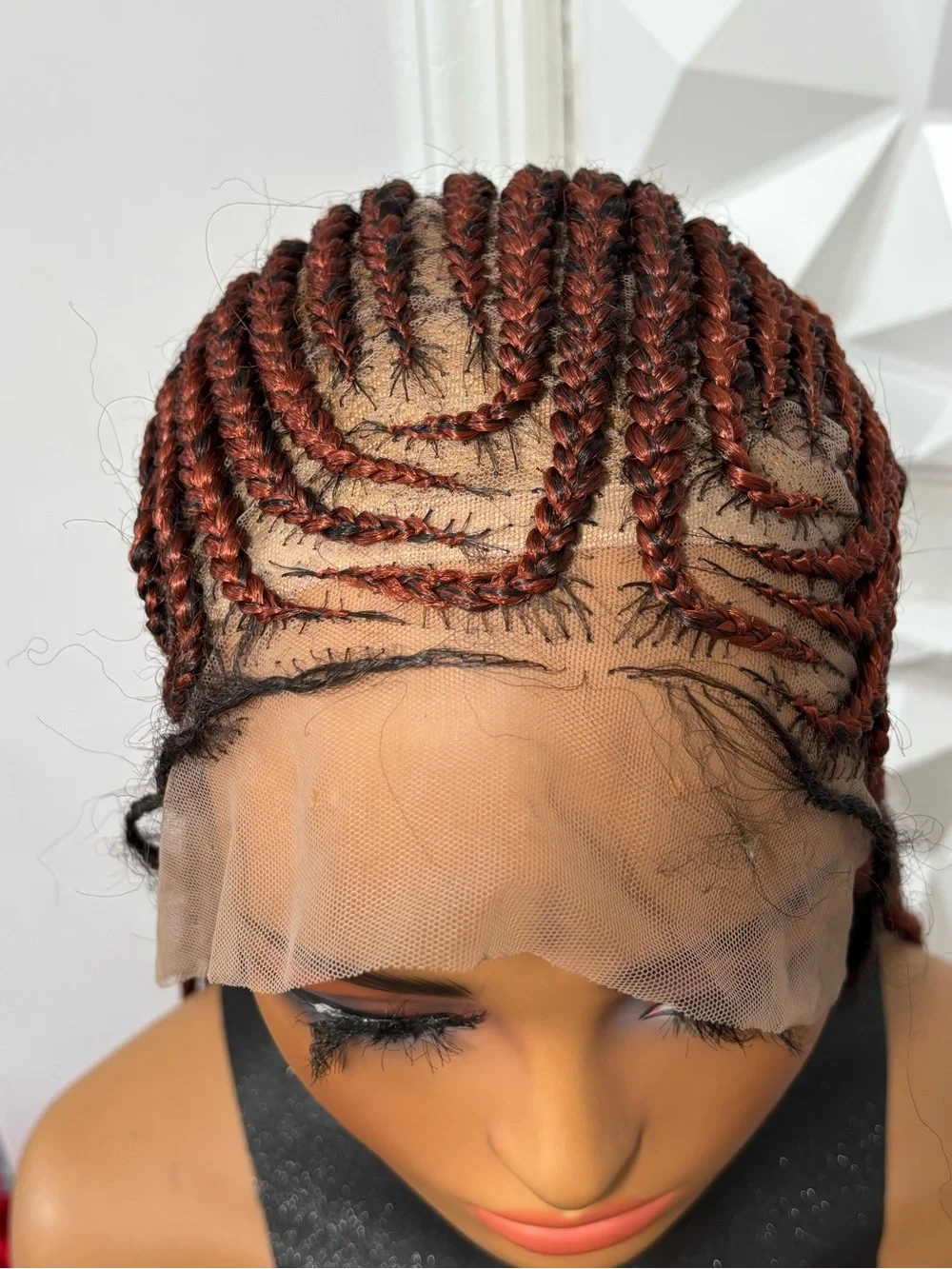 42” Copper Ginger 350 Cornrow Braided Wig | Handmade Two-Step Cornrows